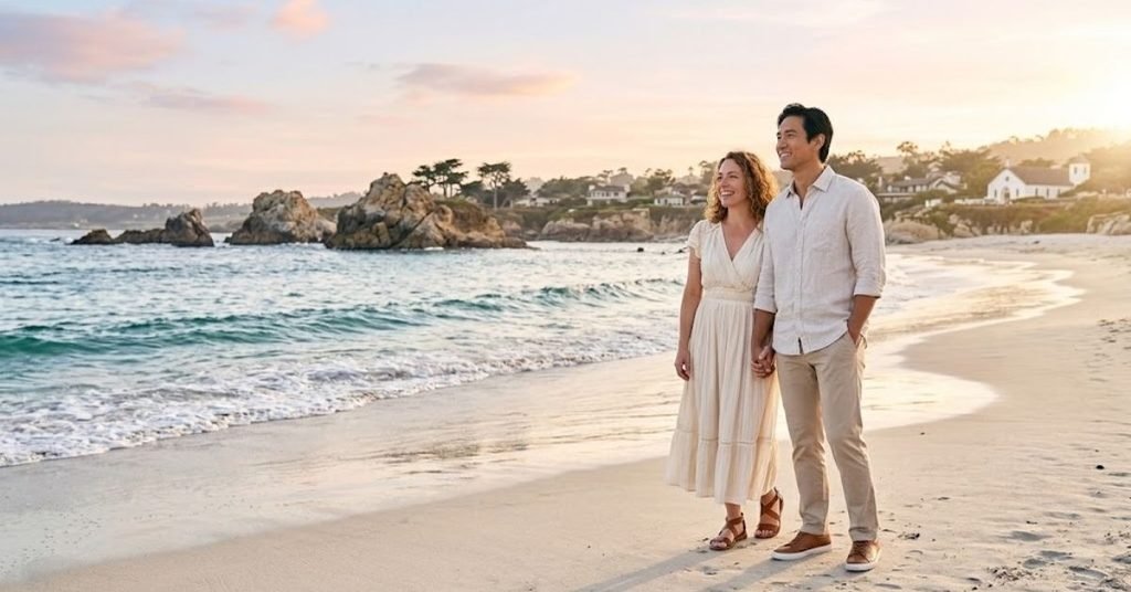 Couple enjoying Carmel-by-the-Sea beach